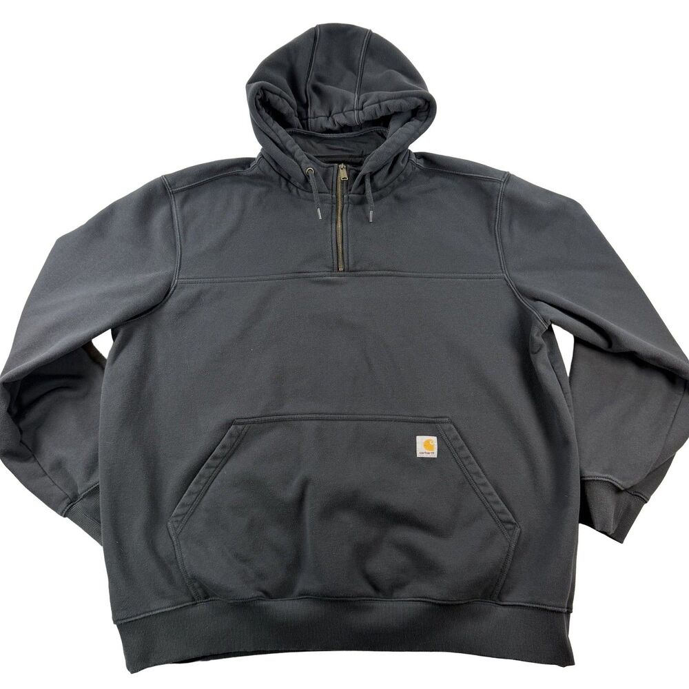 Carhartt Rain Defender Quarter-Zip Hoodie Black 3XL Heavyweight Loose Fit